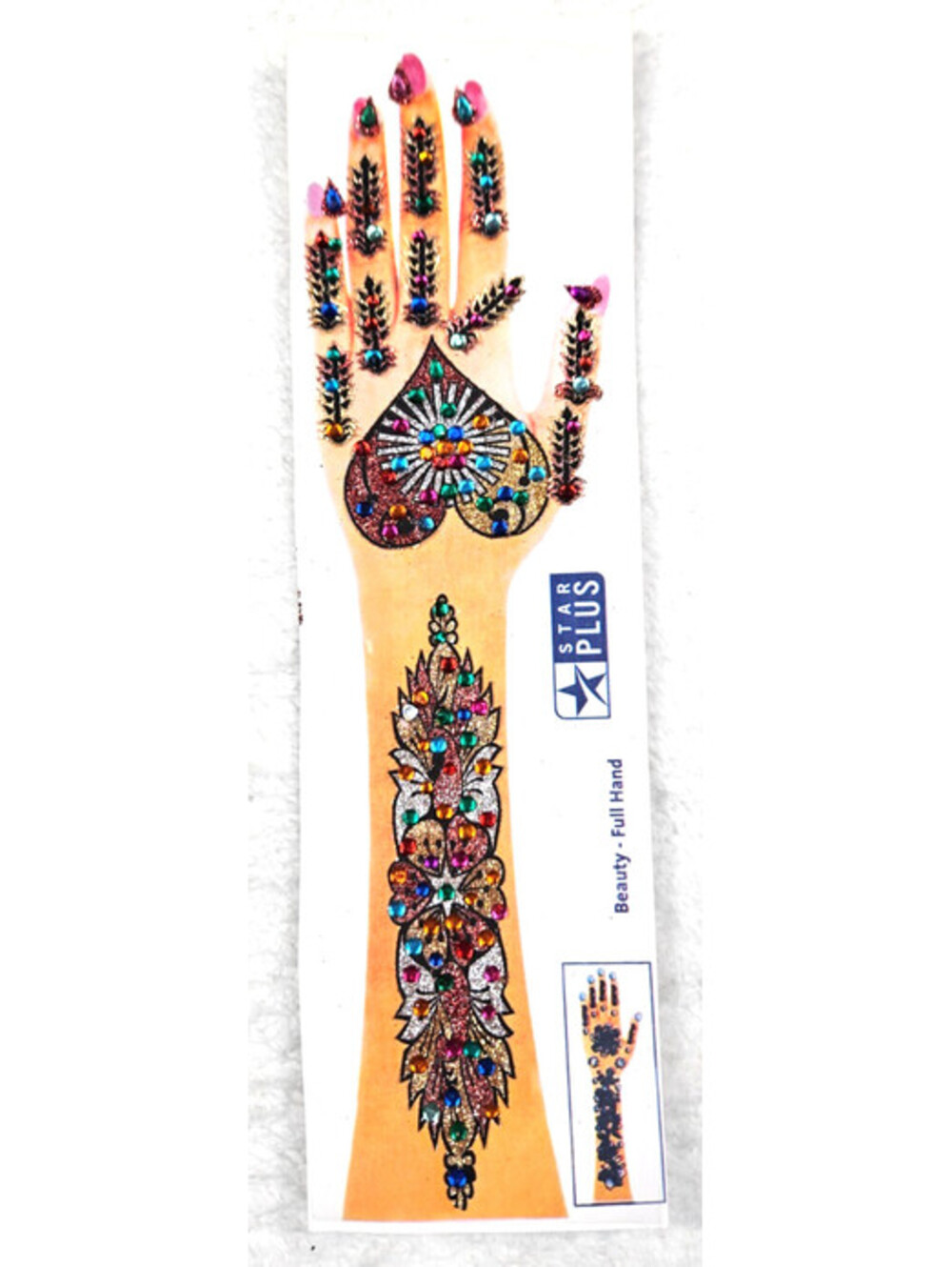 Star Plus Beauty-Fullhand Multicolor Stone-Studded Mehindy Henna Sticker Tattoo